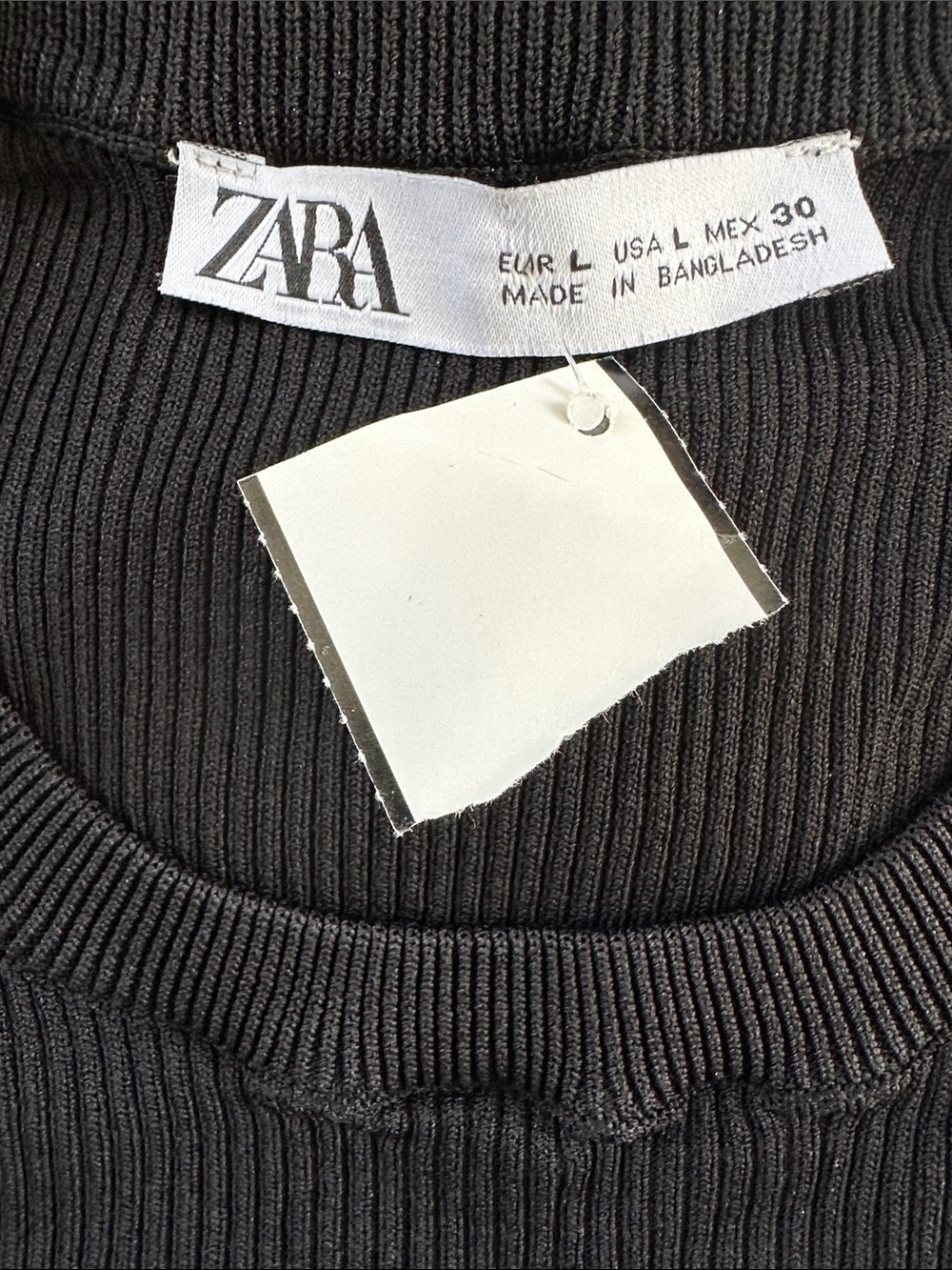 Zara Black Ribbed Tank Top - Racerback Style - Picture 3 of 3